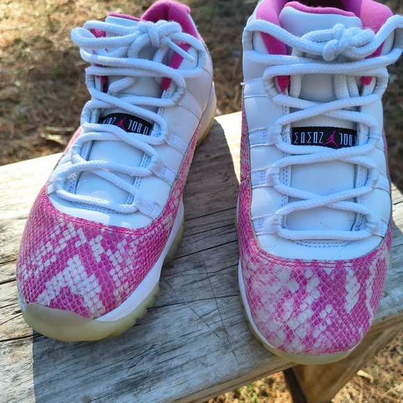 Jordan 11 Retro Low Pink Snakeskin Womens Sneakers AH7860-106 White Pink - Picture 5 of 9